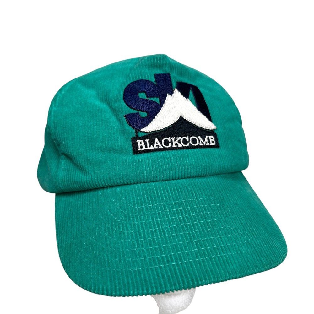 Ski Blackcomb Vintage 80s-90s Ski Hat M L Wilson Trucker Corduroy Snapback Green